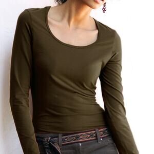 Peruvian Connection Layering Tee In Olive Green